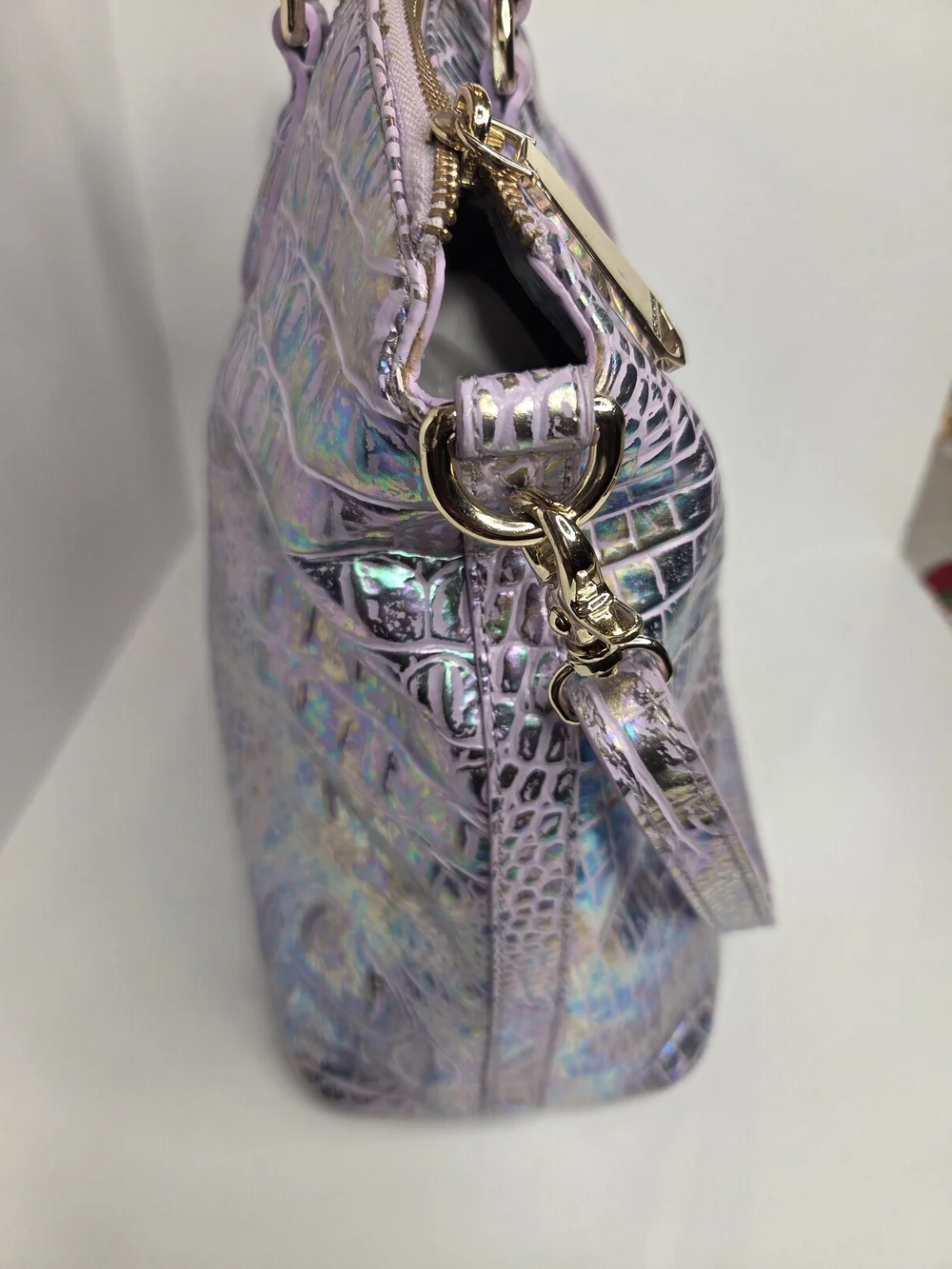 💜▪️Brahmin ▪️✨RARE✨️ Large Duxbury Violet Wonderland Melbourne Croc Satchel Bag